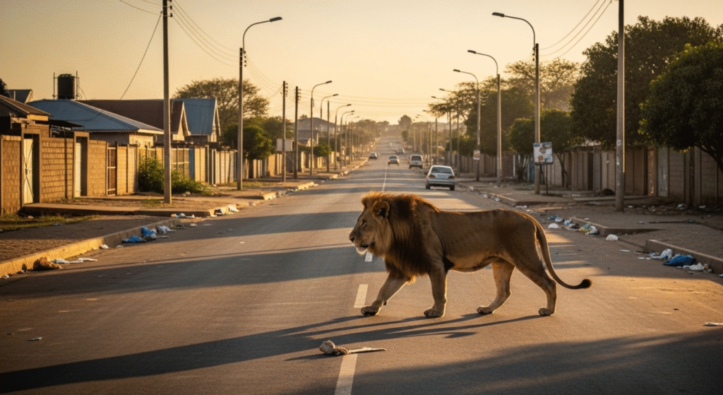 Lion on the Loose in Kenya refuses goat bait